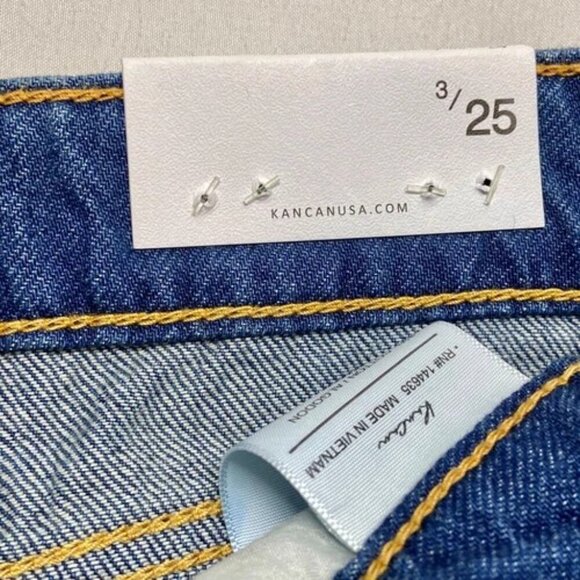 Kancan Women's 3/25 Jean Shorts Blue Super Distressed High Rise Denim NWT - Picture 10 of 14